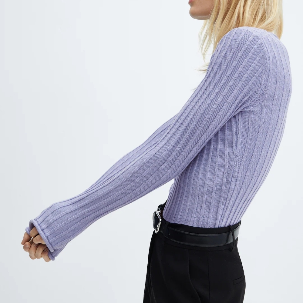 NWOT Mango Lilac Ribbed Sweater